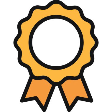 Düz Biçim Ayrıntılı Ödül Kurdelesi Simgesi Mühür ve Dalgalı Kenarlıklarla