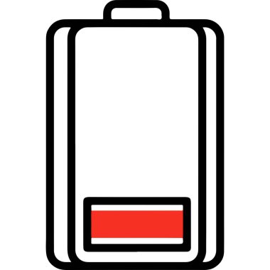 Basit Satır Sanatı Düşük Batarya Göstergesi Kırmızı Renkli Simge İmzala