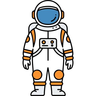 Sevimli El Çizimi Astronot Tüm Vücut İzole Edilmiş Grafik Elementi