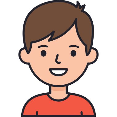 Çizgi film Düz Stil Gülümseyen Genç Çocuk Çizim Karakteri Avatar Grafiksel