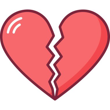 Düz Tasarım Kırık Kalp Sembolü Romantik Ayrılık Aşk Problemi Simgesi Simgesi Simgesi