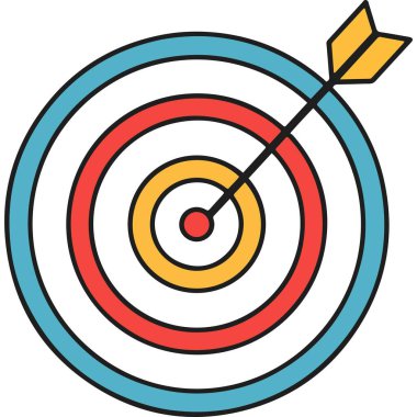 Düz Tasarım Oku Hedefe Vurma Merkezi Hedefleme Simgesi Grafiksel Çizim