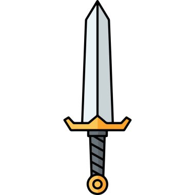 Basit Çizgi Film Biçimi Parlak Kılıç Keskin Bıçak Silah Çizimi