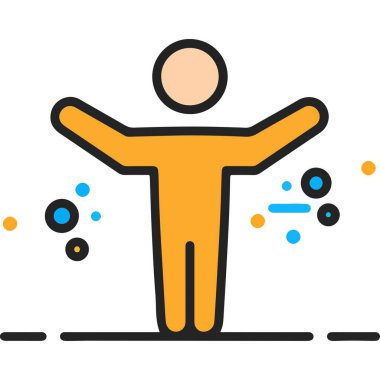 Basit Düz Tasarım Kişi Kutlaması Kollarını Aç Soyut Çizim