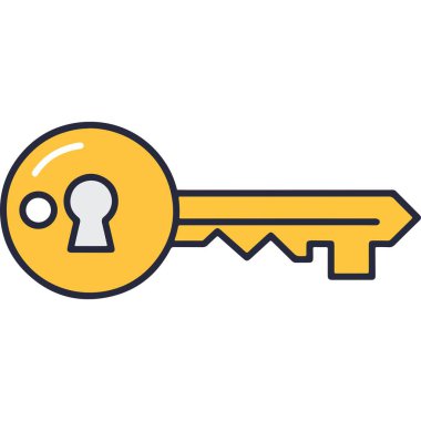 Modern Düz Biçim Altın Erişim Aracı Anahtar Simgesi Element Tasarımı