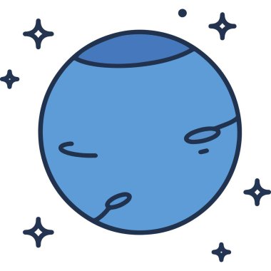 Çocuk Eğitimi için Yıldız Elementi Çizgi Roman Düz Stili Gezegen İllüstrasyonu