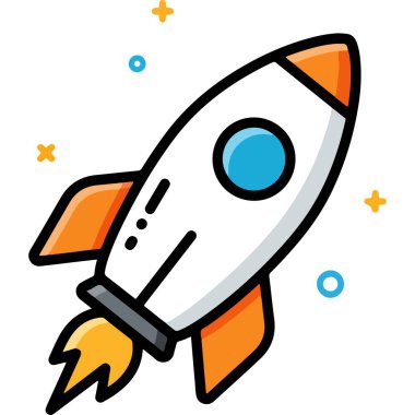 Çizgi film Biçimi Detaylı Roket Uzay Aracı Ateşle Uçuyor