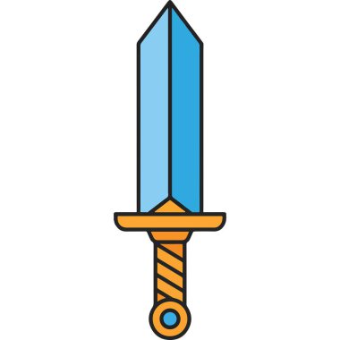 Basit Özet Mavi Metalik Kılıç Klasik Kılıç Çizimi