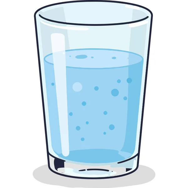 Basit Dolu Su Dolu Cam Sıvı İçecek Çizimi