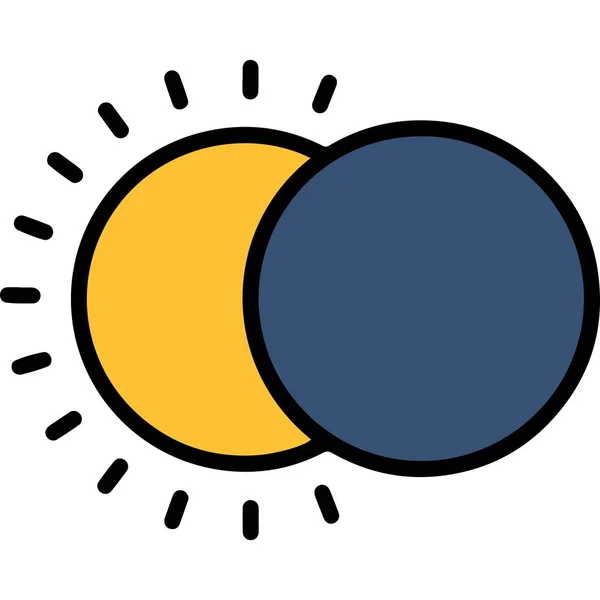 Minimalist Çizgi Güneş Tutulması Göksel Olay Astronomi Çizimi