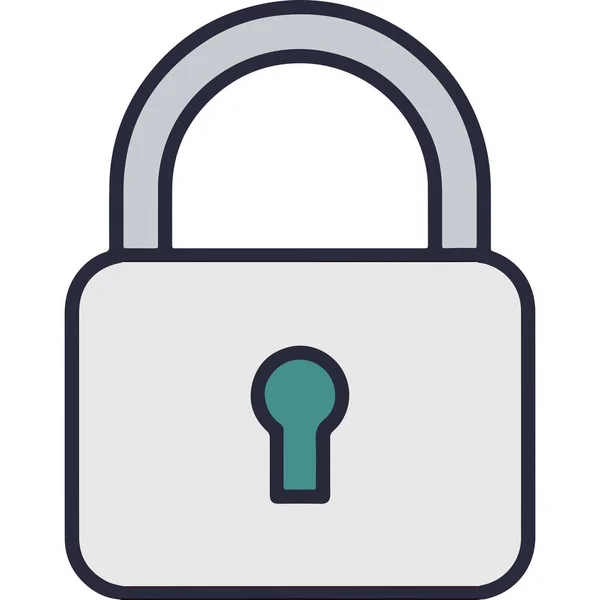 Düz Tasarım Asma Kilit Güvenlik Sistemi Bilgi Veri Simgesini Koruyor