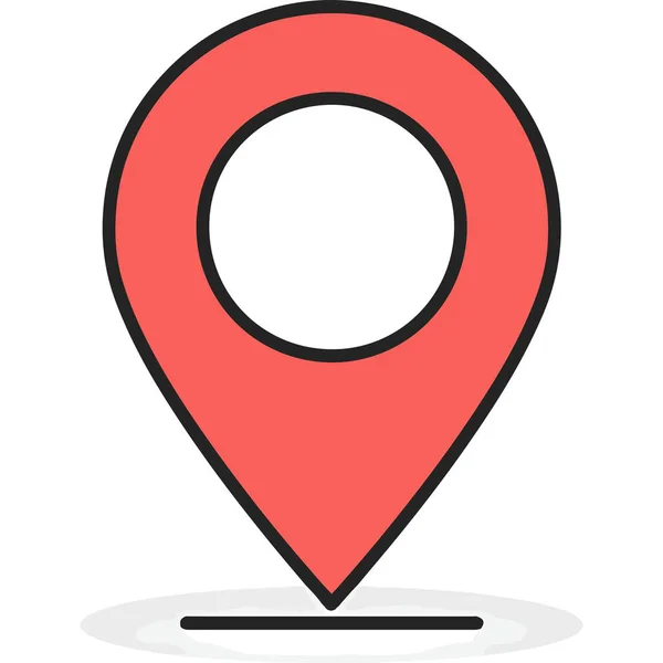 Düz Biçim Ayrıntılı Konum Pin Kırmızı İşaretli Navigasyon Simgesi