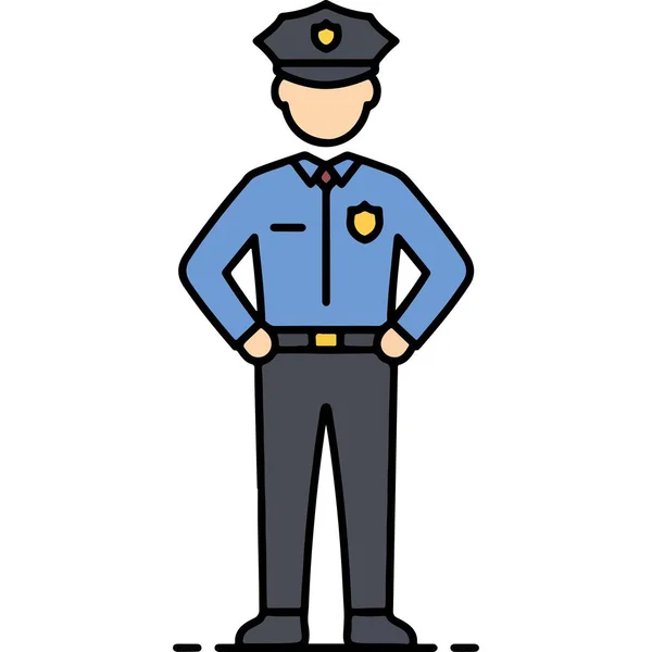 Basit Çizgi Çizen Polis Karakteri Poz Çizimi Grafiği