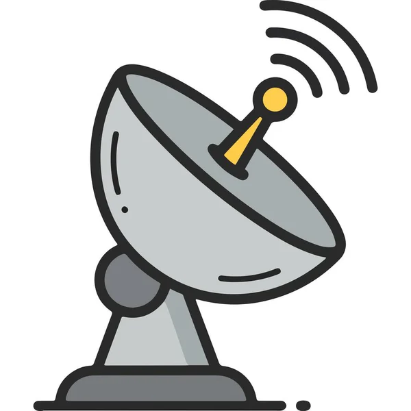 Sinyal Dalgaları İletişim Simgesi ile Modern Satır Sanat Uydu Çanağı