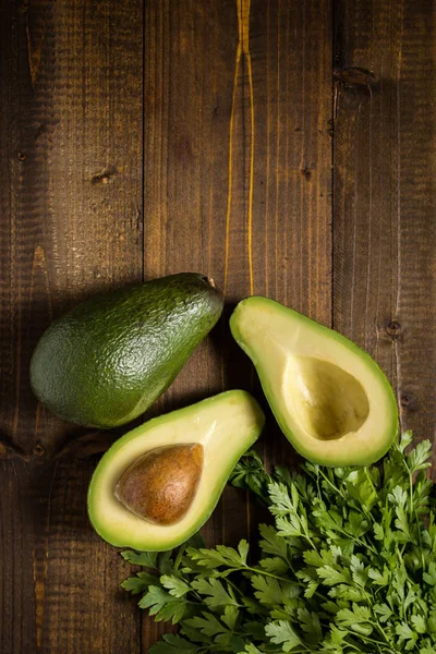Avocado Dark Wood Background Healthy Food Concept — Stock Photo, Image