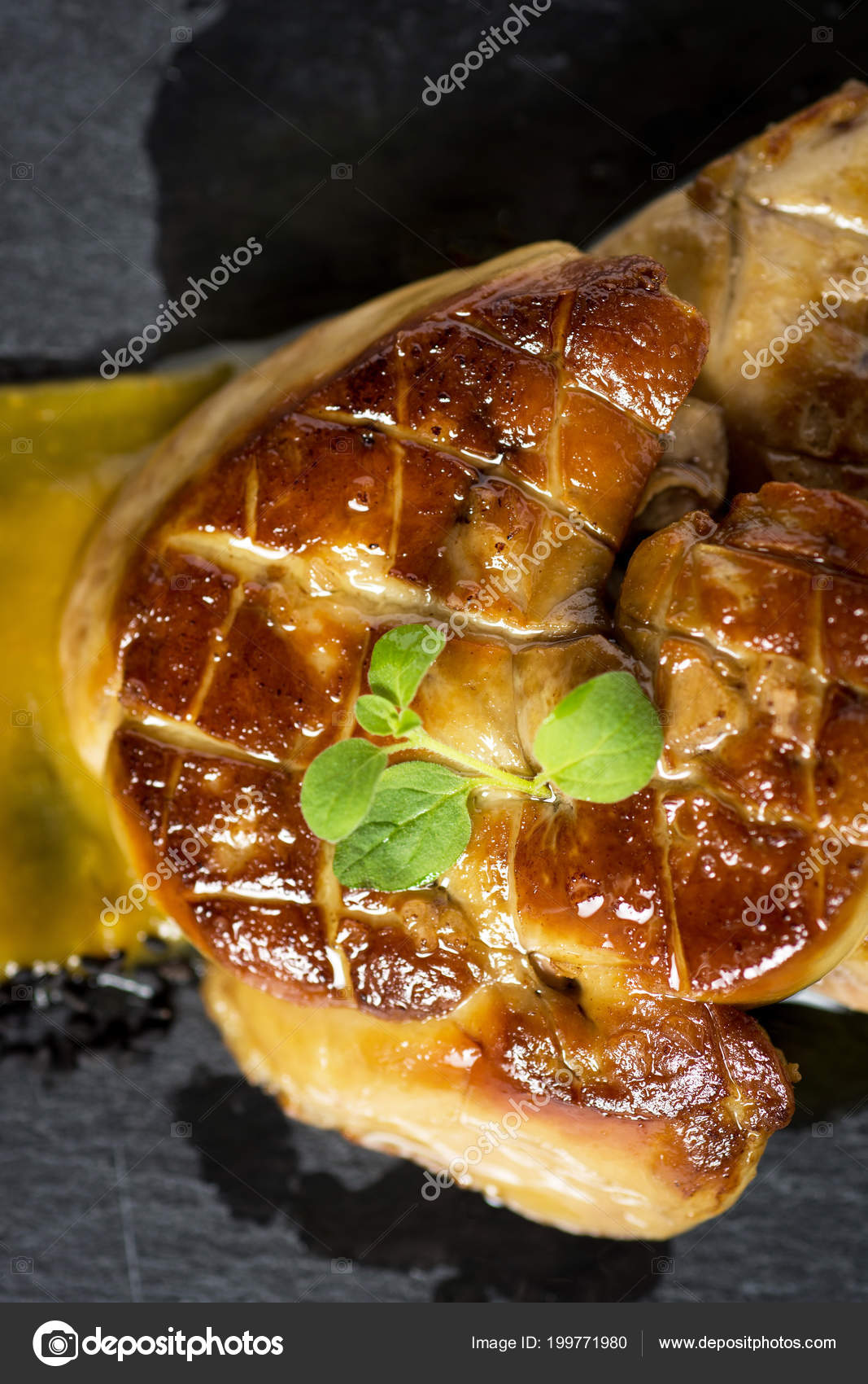 Fried Goose Liver Foie Gras With Mango Puree Stock Photo Image By C Victority 199771980