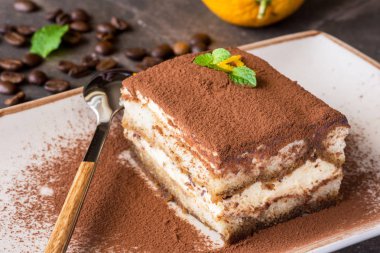 Ev yapımı tiramisu pasta tatlı Mascarpone peyniri ve Espres ile