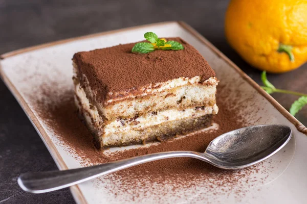 Tarta de Tiramisú Postres Caseros con Queso Mascarpone y Espres — Foto de Stock