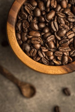 Kahve Fasulyeleri Tahta Kasede