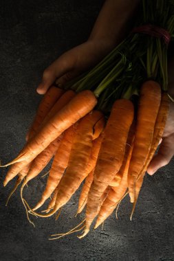 Rustik Koyu Arka Plan Üzerinde Nantes Havuç