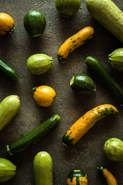 Kabak sarısı ve yeşil kırsal karanlık arka planda. Dolaşım ve Sağlıklı Kalp Desteği.