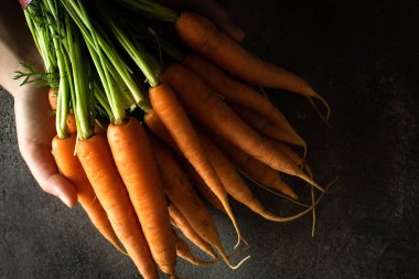 Rustik Koyu Arka Plan Üzerinde Nantes Havuç