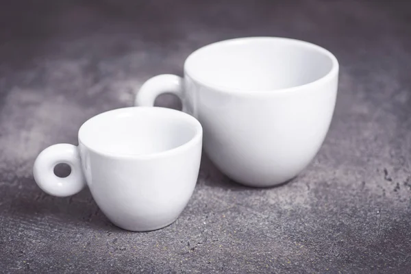 Empty White Espresso Coffee Cup on Dark Background — Stock Photo, Image