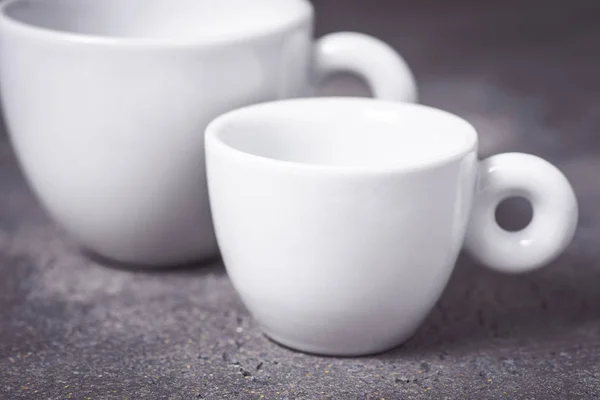 Empty White Espresso Coffee Cup on Dark Background — Stock Photo, Image