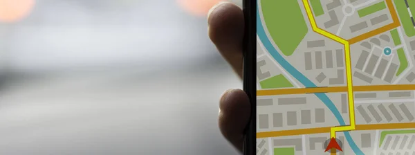GPS navigace na mobilní telefon zařízení a dopravní koncepce — Stock fotografie