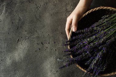 Rustik Koyu Arka Plan lavanta Çiçek Buketi