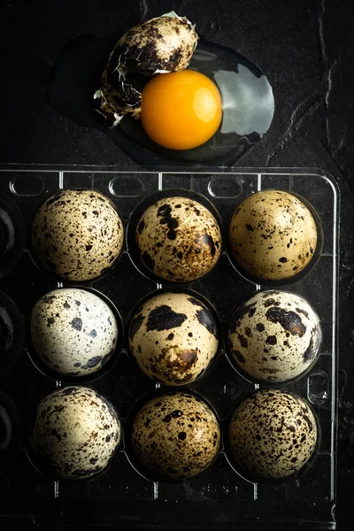 Broken Organic Quail Egg. Fresh Food Concept. Royalty Free Stock Photos