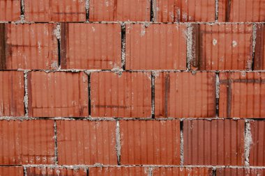 Kırmızı Tuğla Çimento Duvar Arka Plan ve Doku. Endüstri Tasarımı.