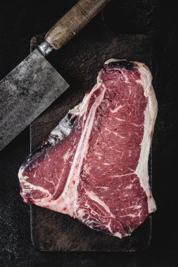 Rustik Mutfak Doğrama Kurulu Premium Kuru Yaşlı Çiğ T-bone Steak