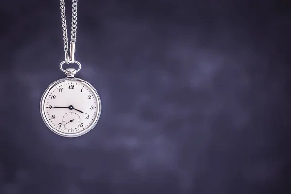 Vintage Pocket Watch on Dark Background. Deadline and Time Management Concept. — Stock Photo, Image