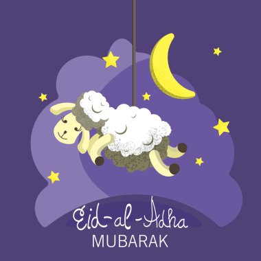 vektör çizim. Müslüman tatil Kurban Bayramı. ram bir kurban ya da beyaz ve siyah koyun.