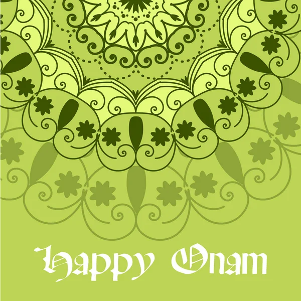 Hermosos diseños abstractos de mandala del Festival Onam. Tarjeta de felicitación, pancarta o póster de una gama de colores o pookalam para la celebración de Onam . — Vector de stock