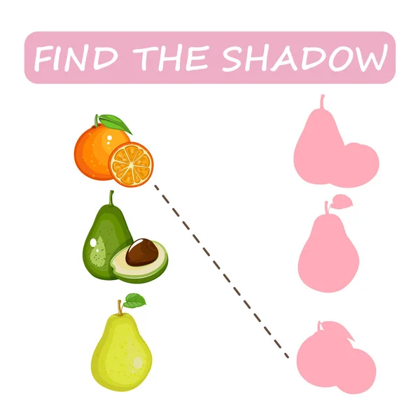 Trouvez la bonne nuance de fruits. Avocat, poire et orange . — Image vectorielle