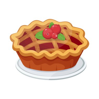 Noel, Şükran günü ve her türlü tatil için ev yapımı meyve ve berry pie vektör.