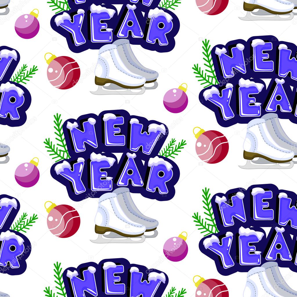 Vector new year seamless pattern. Cute colorful cartoon illustration.