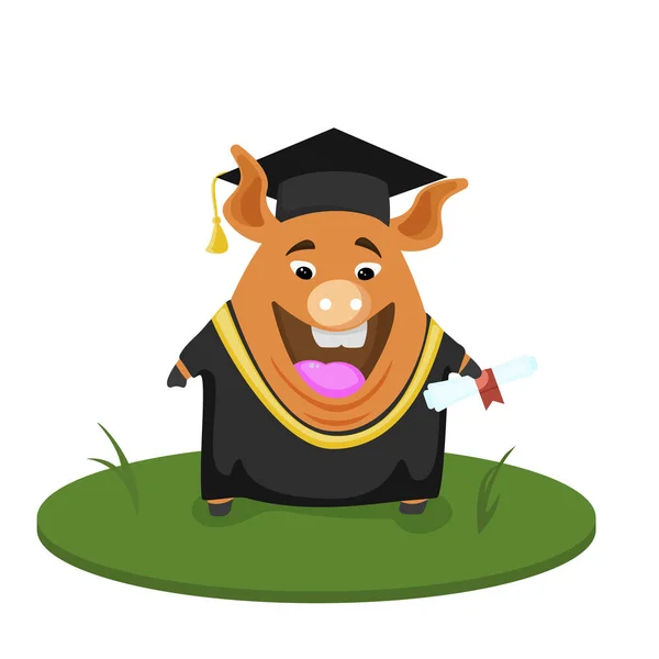 Lindo estudiante de cerdos. Volver a la ilustración escolar . — Vector de stock