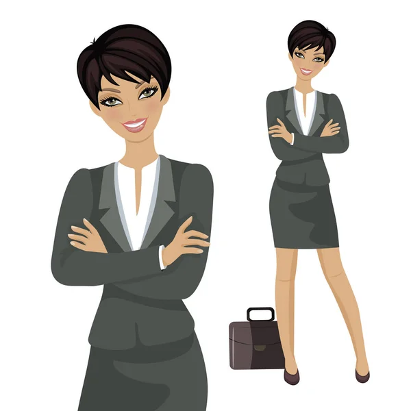 Ilustración. Personaje Happy Business Woman. Mujer de negocios con sonrisa . — Foto de Stock