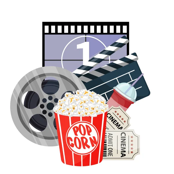 Filmzeitillustration. Kinoplakat-Konzept auf rotem, rundem Hintergrund. — Stockfoto
