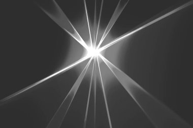 Parlak beyaz bir ışık kaynağı dışarıya doğru patlar. Keskin, açısal ışınlar ve karanlıkta parlak bir parıltı yaratır..