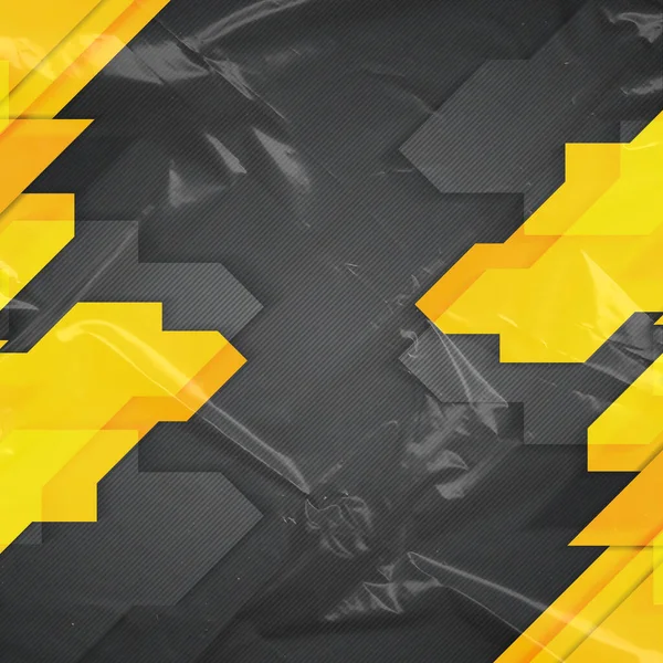 Keskin sarı geometrik şekillere sahip dinamik soyut bir arkaplan koyu renkli, dokulu gölgeli elementlere karşı.