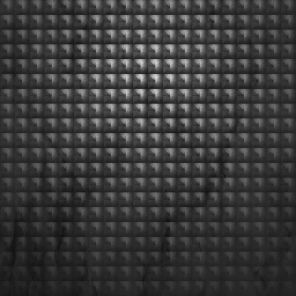 Karanlık, tekrarlayan bir şebeke deseni, küçük, yükseltilmiş kareler ile yakın çekim görüntüsü dokulu bir yüzey oluşturur ve ince ışık ve gölge oyunu.