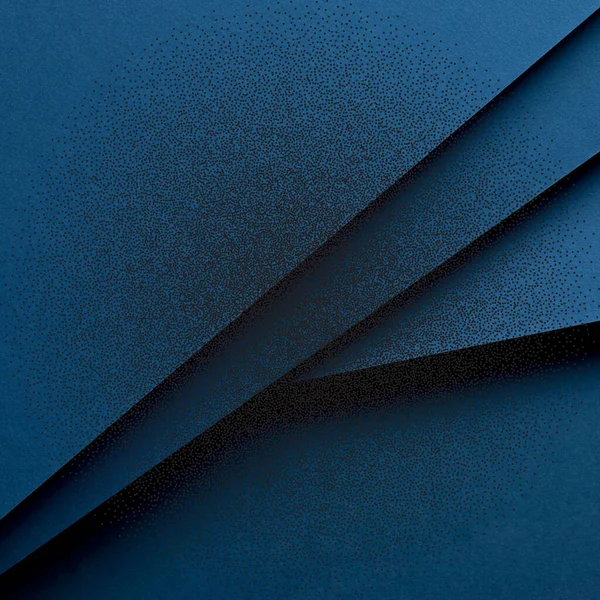Üst üste binen koyu mavi desenli kağıtlar ince derinliği ve gölgesi olan minimalist soyut bir zemin oluşturur..