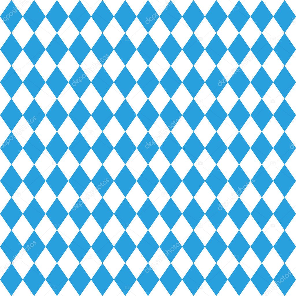 Octoberfest pattern. October munich fest background. Rhomb octoberfest blue ornament. Seamless traditional German pattern