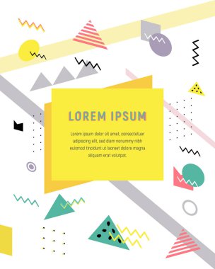 Evrensel eğilim yarım ton geometrik şekiller parlak kalın sarı elementlerle yan yana dizilmiştir. Dergi, broşür, reklam panosu, satış için tasarım öğeleri.