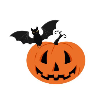 Cadılar Bayramı Balkabağı vektör arka plan. Cadılar Bayramı Balkabağı beyaz adam yarasalar ile gösteren resim