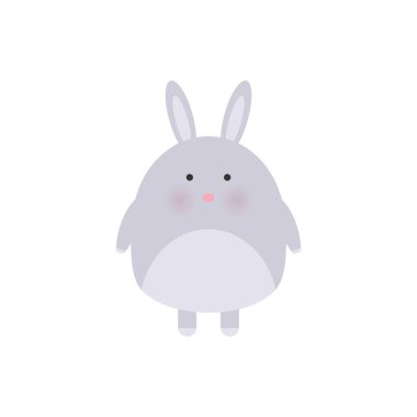 Tavşan desenli. Tatlı erkek bebek hediye kartı. Hare moda çocuk vektörü. Çocuk tişörtü, çocuk kıyafeti, davetiye, basit İskandinav çocuk tasarımı için havalı ve sevimli tavşan çizimi.